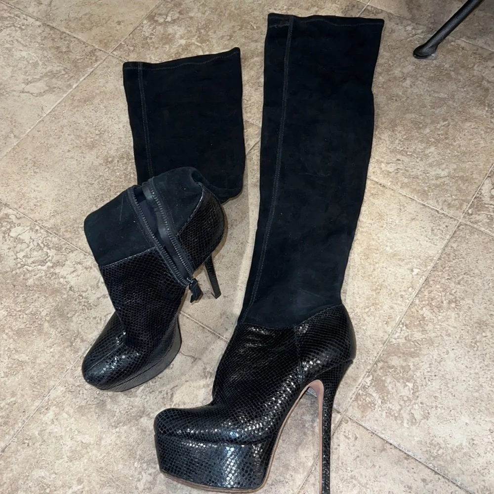 Alice + Olivia Platform Python Over the Knee Boots